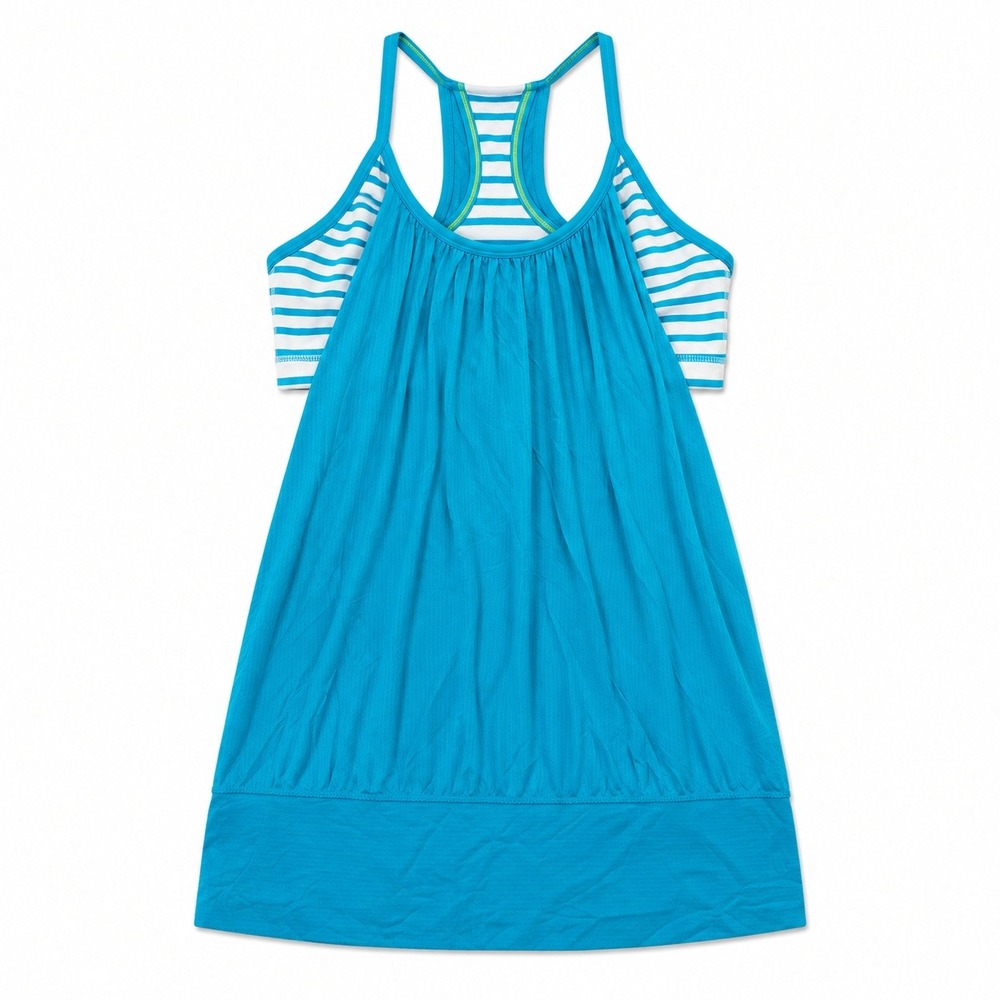 Lululemon No Limits Tank Built In Bra Blue Stripe Racerback Yoga Size 6